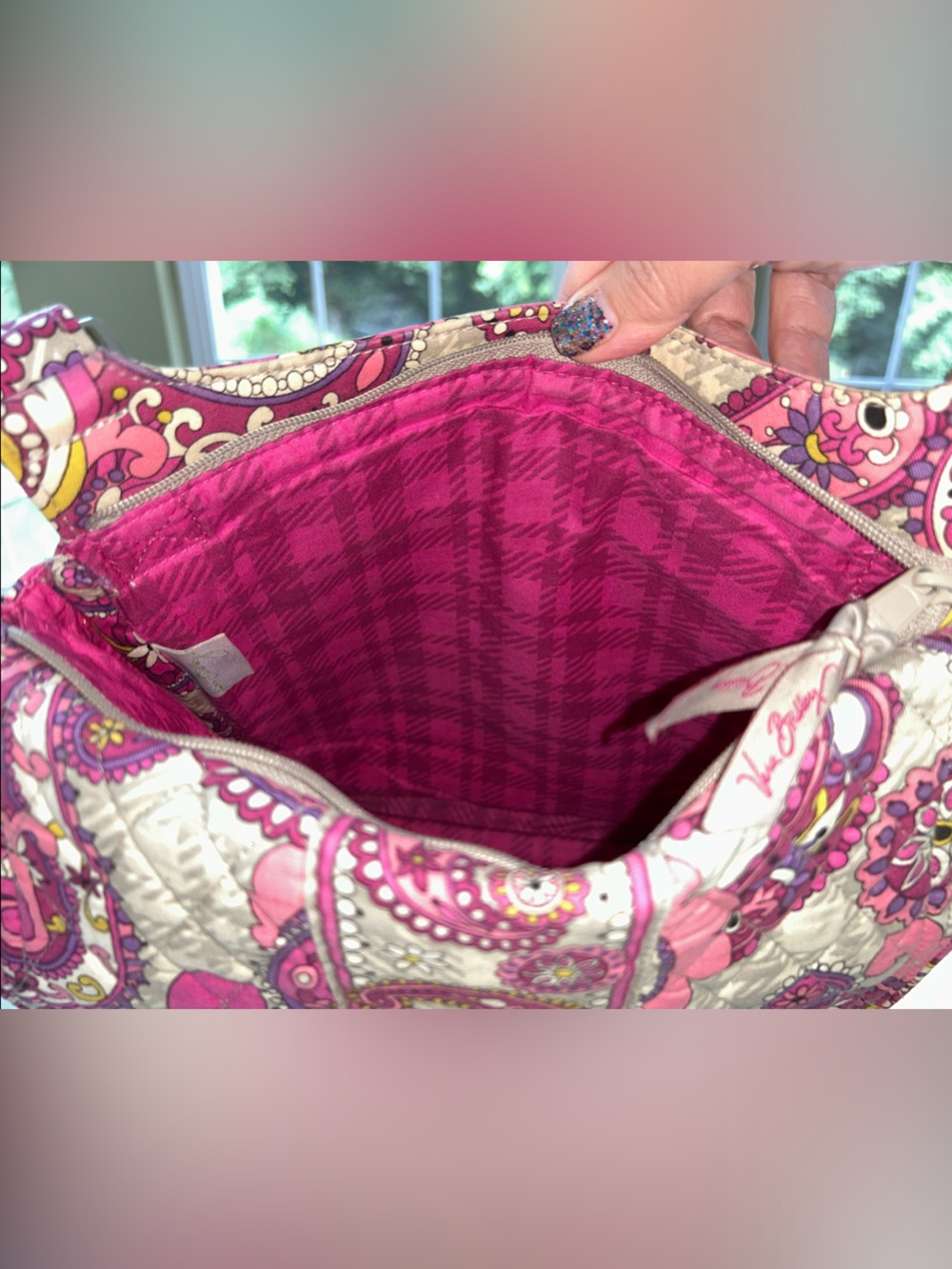 Vera Bradley Pink Paisley Quilted Crossbody Bag - Picture 10 of 11